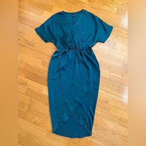 SHEIN Emerald Green Wrap Bodice Dress